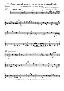 Wedding March: For string quartet (abridged) – set of parts by Felix Mendelssohn-Bartholdy