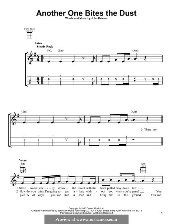 Another One Bites the Dust (Queen): para ukulele by John Deacon