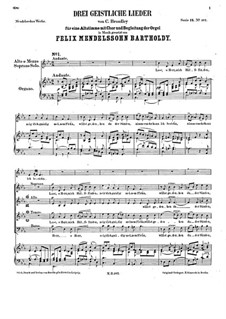 Three Sacred Songs, WoO 14: Three Sacred Songs by Felix Mendelssohn-Bartholdy