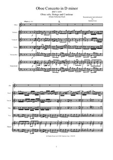 Concerto for Oboe and Orchestra in D Minor, BWV 1059: Score, parts by Johann Sebastian Bach