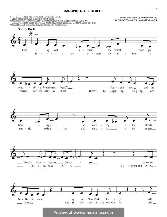 Dancing in the Street (Martha & The Vandellas): melodia by Ivory Joe Hunter, Marvin P. Gaye, William Stevenson