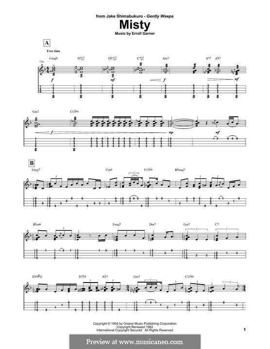 Misty (Johnny Mathis): para ukulele by Erroll Garner