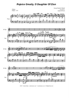 No.18 Rejoice Greatly, O Daughter of Zion: For Bb-trumpet and piano by Georg Friedrich Händel