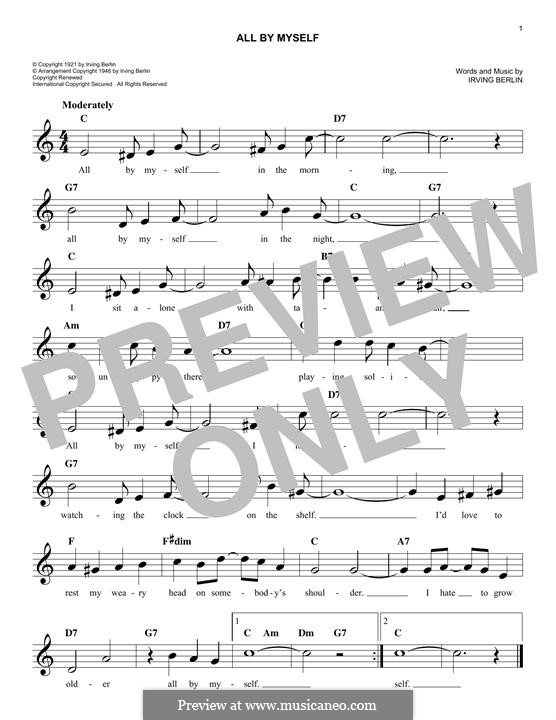 All By Myself: melodia by Irving Berlin