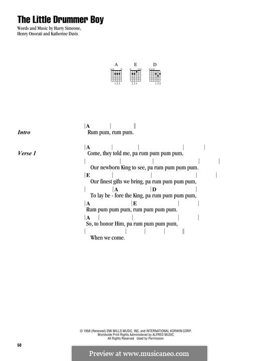 Vocal version: Letras e Acordes by Harry Simeone, Henry Onorati, Katherine K. Davis