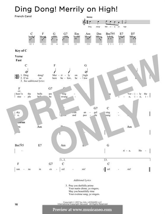 Ding Dong! Merrily on High (Printable Scores): Para Guitarra by folklore