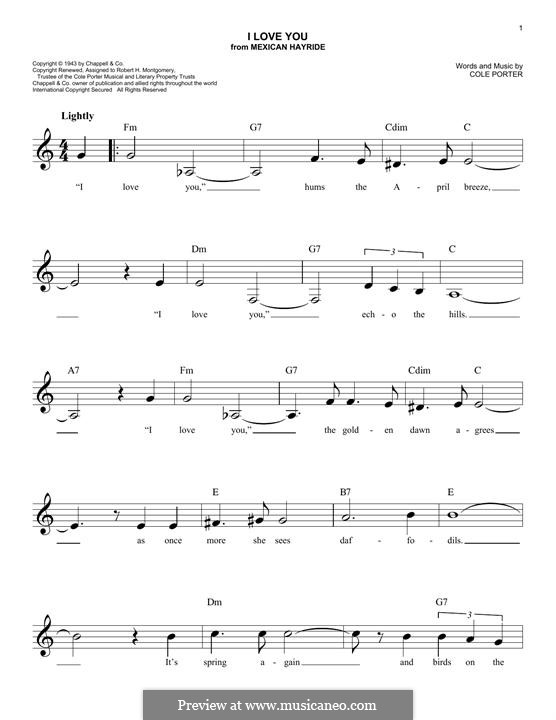 I Love You: melodia by Cole Porter