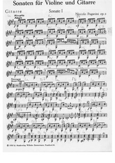Six Sonatas for Violin and Guitar, Op.2: parte Guitarra by Niccolò Paganini
