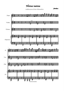 No.4 Cradle Song: For quartet instruments by Johannes Brahms