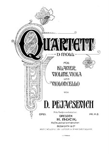 Piano Quartet in D Minor, Op.25: Partitura completa by Dora Pejačević