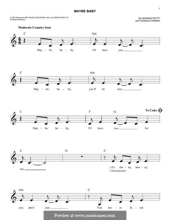 Maybe Baby (Buddy Holly): melodia by Charles Hardin, Norman Petty