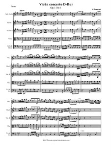 12 Concerti a cinque, Op.1: Concerto No.4 D-Dur - score and parts by Carlo Tessarini