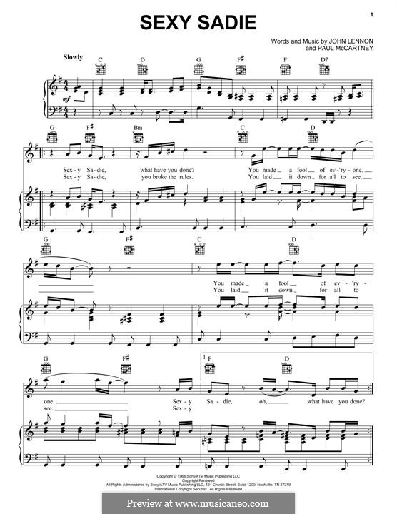 Sexy Sadie (The Beatles): Para vocais e piano (ou Guitarra) by John Lennon, Paul McCartney