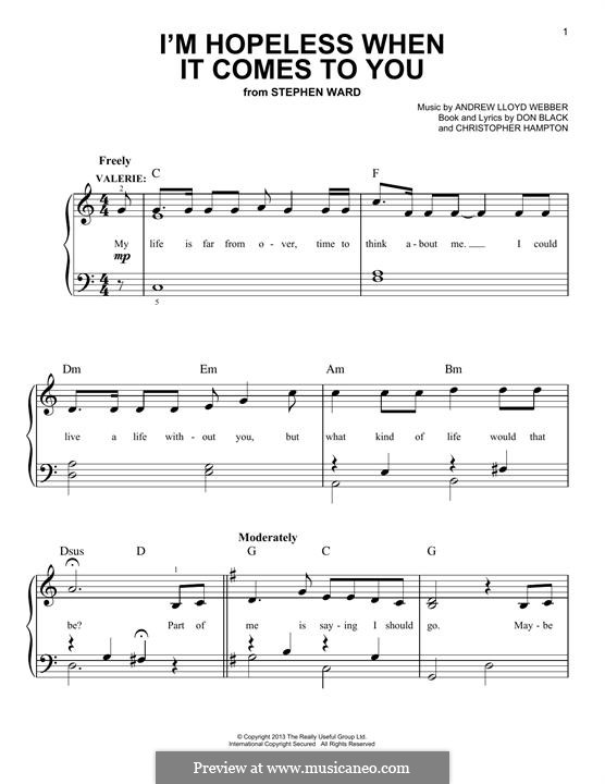 I'm Hopeless When It Comes To You (from 'Stephen Ward'): Para Piano by Andrew Lloyd Webber