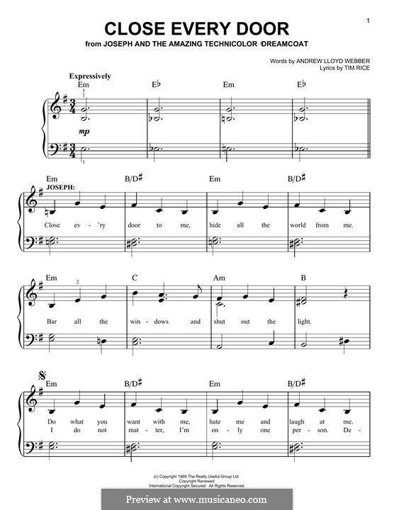 Close Every Door: Para Piano by Andrew Lloyd Webber