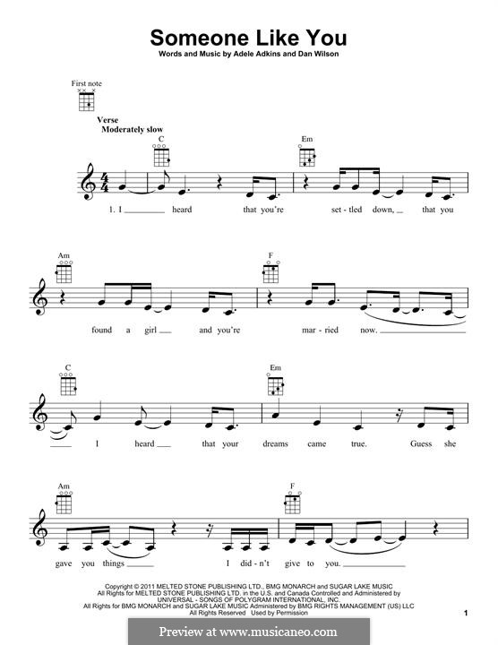 Someone Like You: para ukulele by Adele, Daniel Wilson