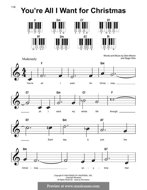 You're All I Want for Christmas (Brook Benton): Facil para o piano by Glen Moore, Seger Ellis