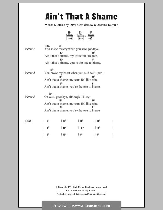 Ain't That a Shame (Fats Domino): melodia by Antoine Domino, Dave Bartholomew