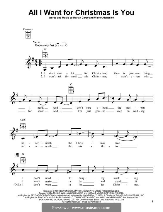 Instrumental version: para ukulele by Mariah Carey, Walter Afanasieff