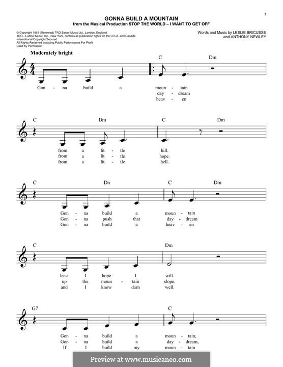 Gonna Build a Mountain: melodia by Anthony Newley