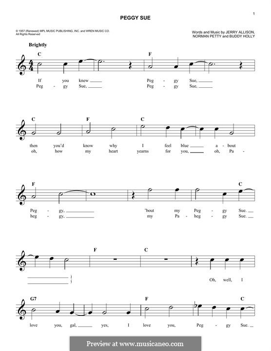 Peggy Sue: melodia by Buddy Holly, Jerry Allison, Norman Petty