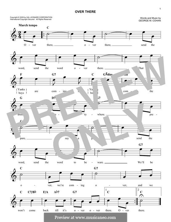 Over There: melodia by George Michael Cohan
