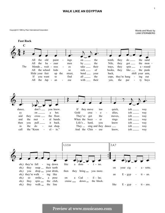 Walk Like an Egyptian (The Bangles): melodia by Liam Sternberg