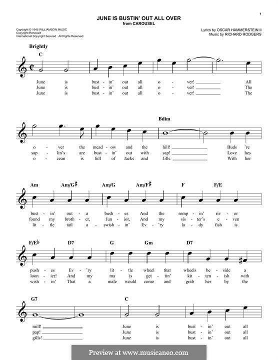 June is Bustin' Out All Over (from Carousel): melodia by Richard Rodgers