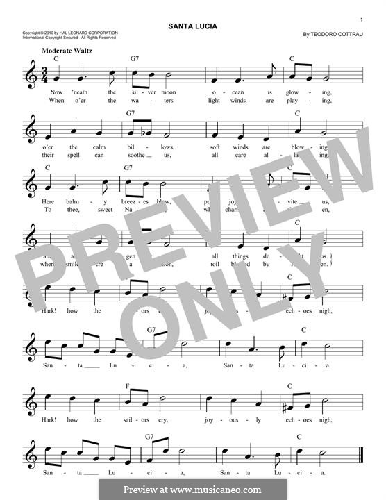 Santa Lucia: melodia by Teodoro Cottrau
