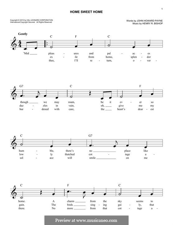 Home, Sweet Home: melodia by Henry Bishop
