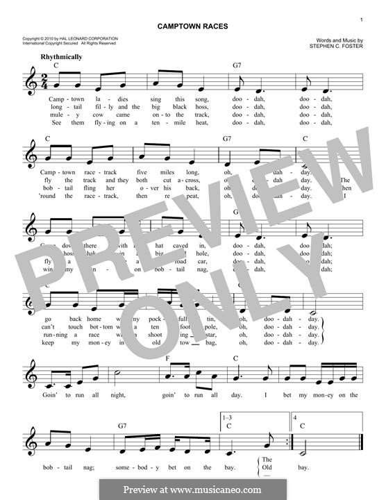 Camptown Races: melodia by Stephen Collins Foster