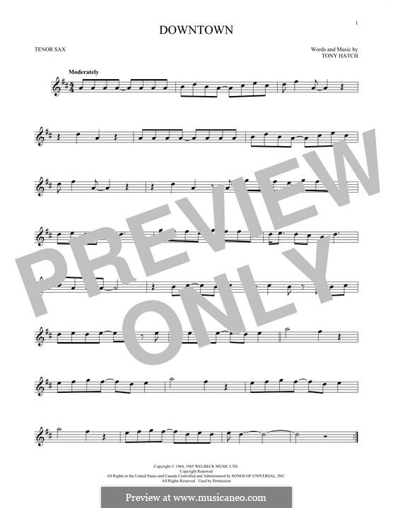 Downtown (Petula Clark): para saxofone tenor by Tony Hatch