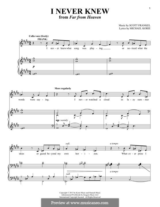 I Never Knew: Para vocais e piano by Scott Frankel