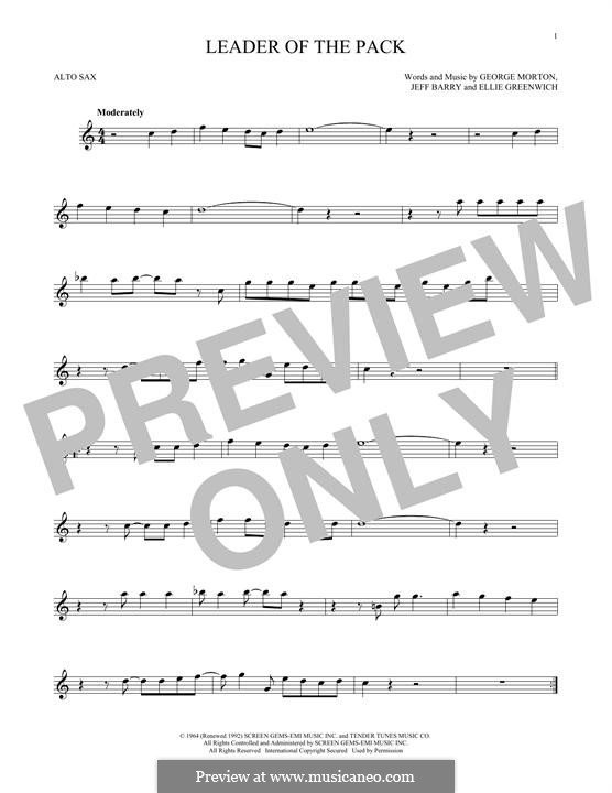 Leader of the Pack (The Shangri-Las): para Saxofone Alto by Ellie Greenwich, George Morton, Jeff Barry