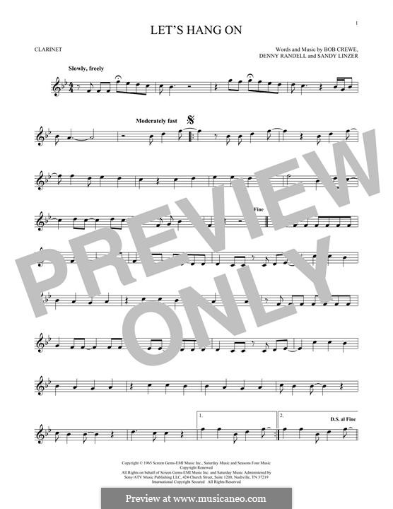 Let's Hang On: para clarinete by Bob Crewe, Denny Randell, Sandy Linzer