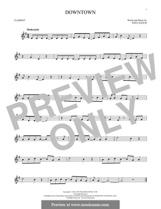 Downtown (Petula Clark): para clarinete by Tony Hatch