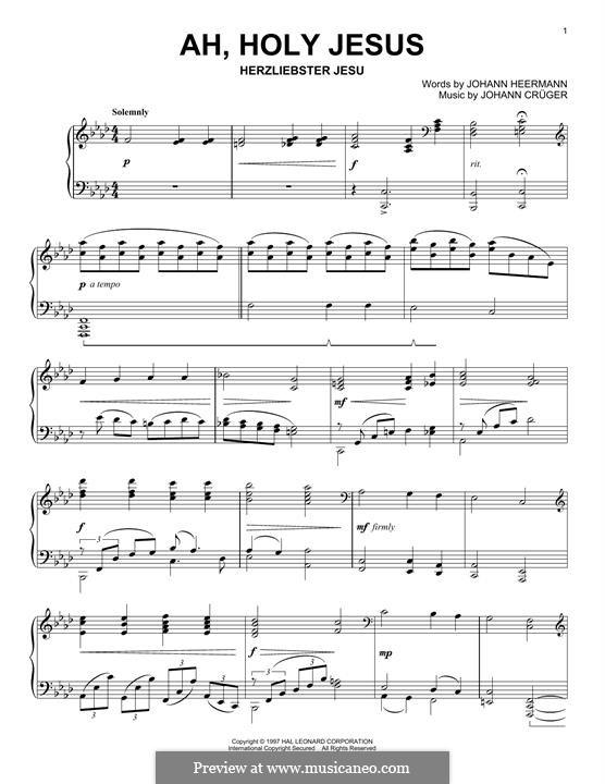 Ah, Holy Jesus - Passiontide motet: Para Piano by Johann Crüger