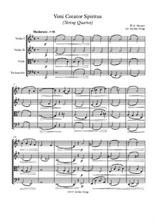 Veni Creator Spiritus: para quartetos de cordas by Wolfgang Amadeus Mozart