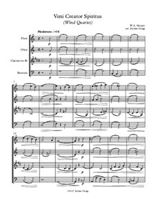 Veni Creator Spiritus: Para quarteto de sopro by Wolfgang Amadeus Mozart