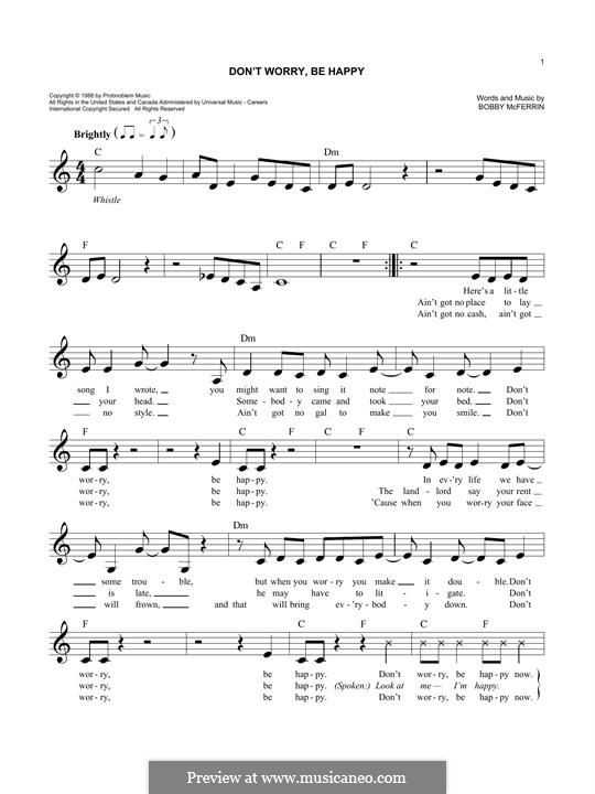 Don't Worry, Be Happy: melodia by Bobby McFerrin