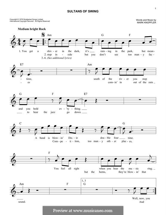 Dire Straits Sultans Of Swing Letras