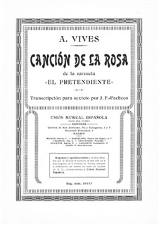 El Pretendiente. Canción de la Rosa: parte piano by Amadeo Vives