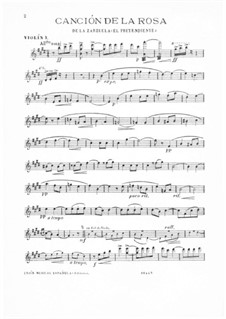 El Pretendiente. Canción de la Rosa: violino parte I by Amadeo Vives