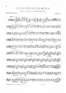 El Pretendiente. Canción de la Rosa: parte violoncelo by Amadeo Vives
