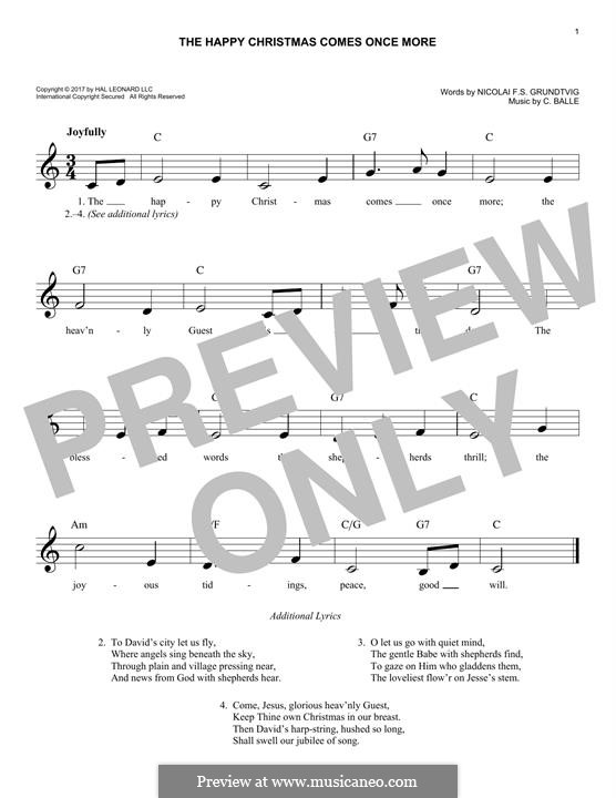 The Happy Christmas Comes Once More: melodia by C. Balle