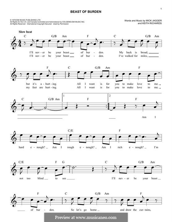 Beast of Burden (The Rolling Stones): melodia by Keith Richards, Mick Jagger