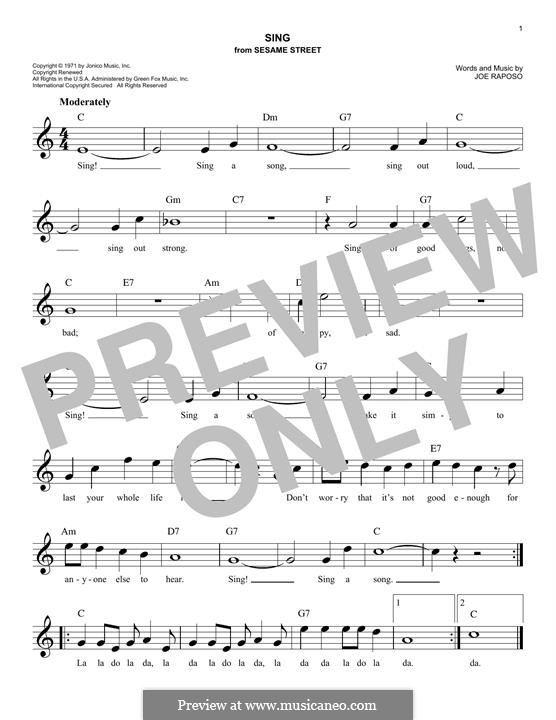 Sing (The Carpenters): melodia by Joe Raposo