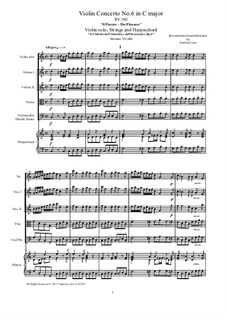 Violin Concerto No.6 in C Major 'Il piacere', RV 180: partituras completas, partes by Antonio Vivaldi
