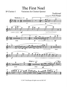 Variations: For clarinet quintet – Bb clarinet 1 part by folklore