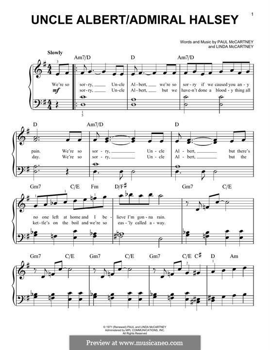 Uncle Albert/Admiral Halsey: Para Piano by Linda McCartney, Paul McCartney